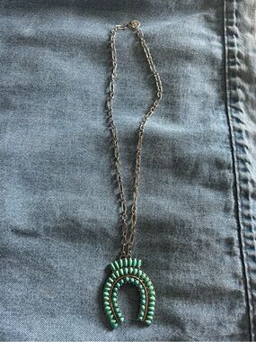 large squash blossom turquoise (faux) chain necklace - western cowgirl style